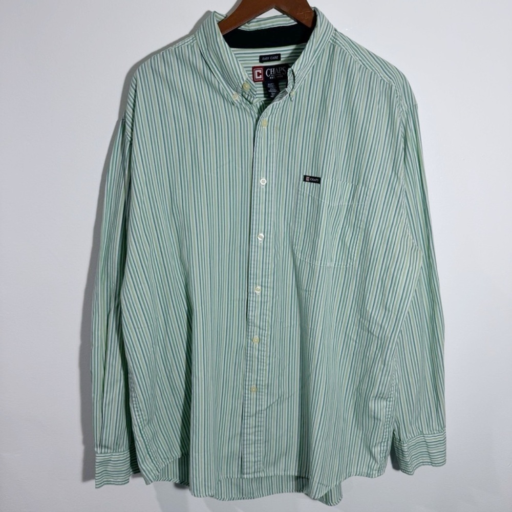 Chaps Easy Care Green Button Down Shirt‎ Size XL